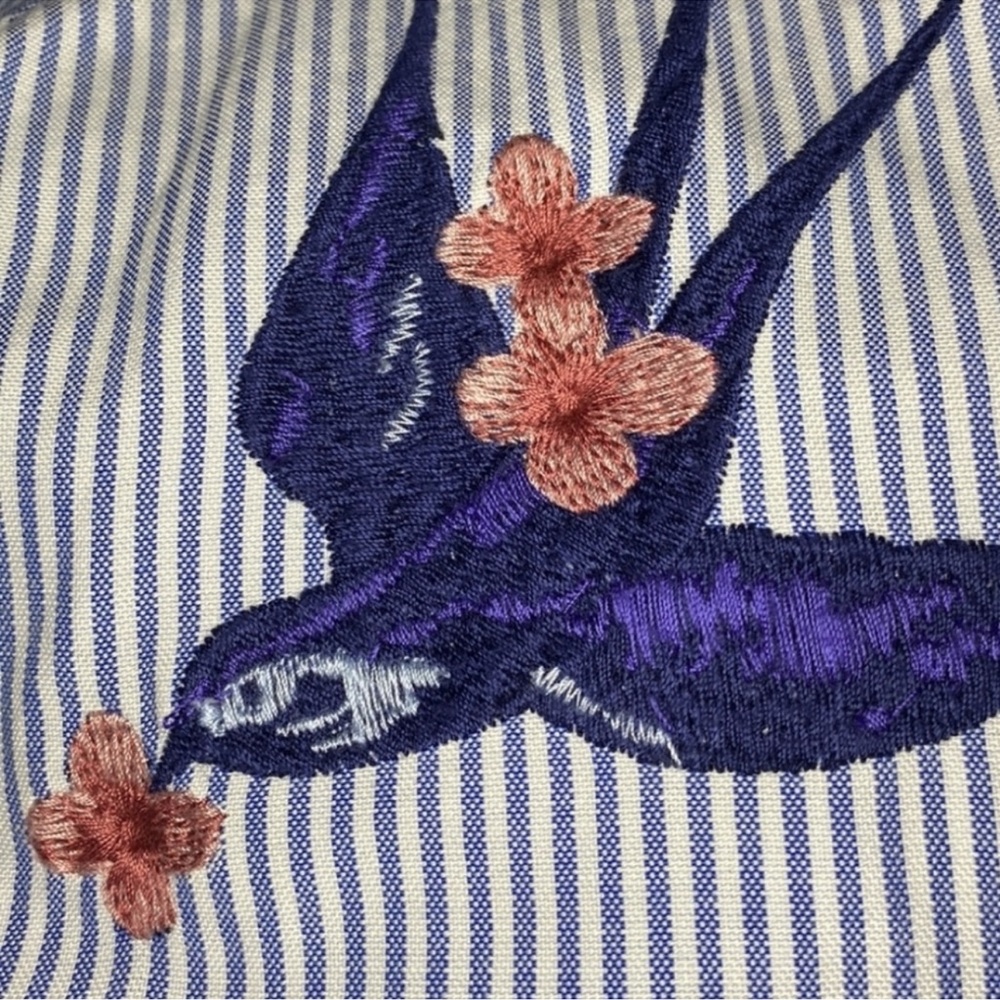 Zara Blue Midi Dress with Bird Embroidery - Picture 4 of 7